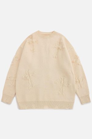 Concert Outfit Crosses Patchwork Sweater