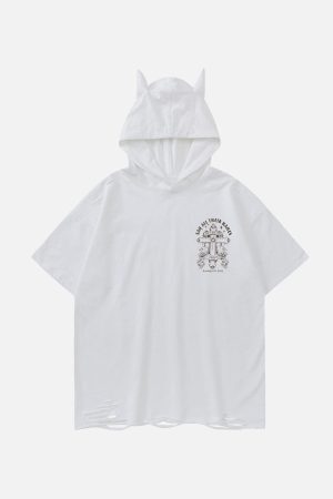 Concert Outfit Crossprint Washed Hooded Tee