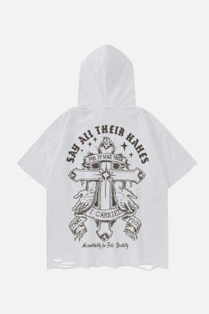Concert Outfit Crossprint Washed Hooded Tee