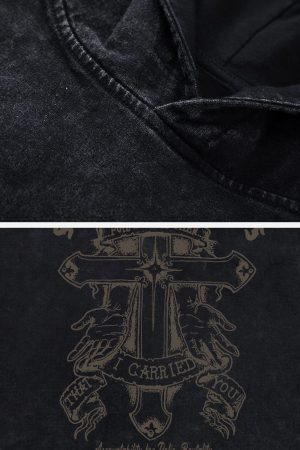 Concert Outfit Crossprint Washed Hooded Tee