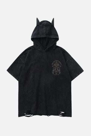 Concert Outfit Crossprint Washed Hooded Tee