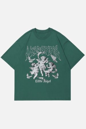 Concert Outfit Cupid Plaid Print Tee