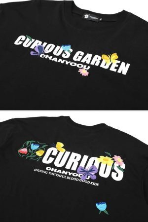 Concert Outfit Curious Garden Flower Embroidery High Street Tee