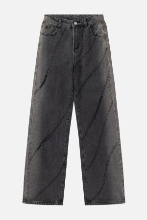 Concert Outfit Cut Fringe Washed Jeans