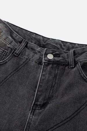 Concert Outfit Cut Fringe Washed Jeans