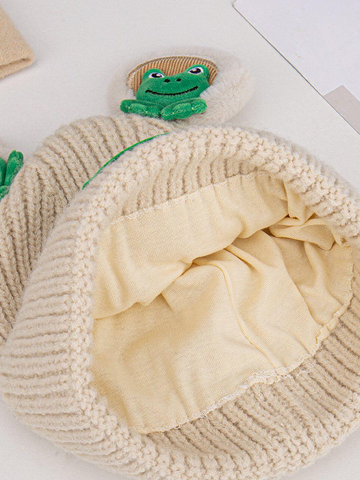 Concert Outfit Cute Cartoon 3D Frog Knitting Hat Concert Outfit Cute Cartoon 3D Frog Knitting Hat