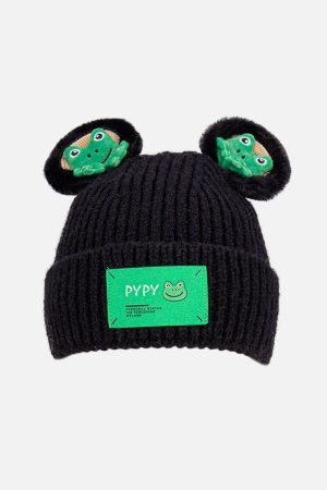 Concert Outfit Cute Cartoon 3D Frog Knitting Hat