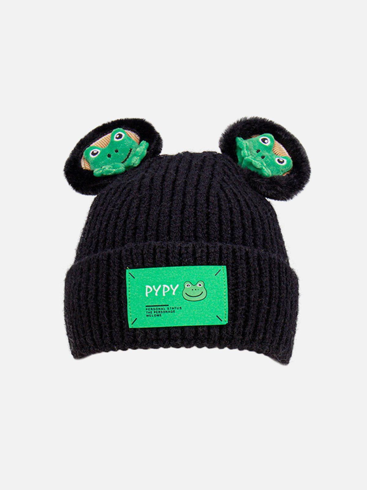 Concert Outfit Cute Cartoon 3D Frog Knitting Hat Concert Outfit Cute Cartoon 3D Frog Knitting Hat