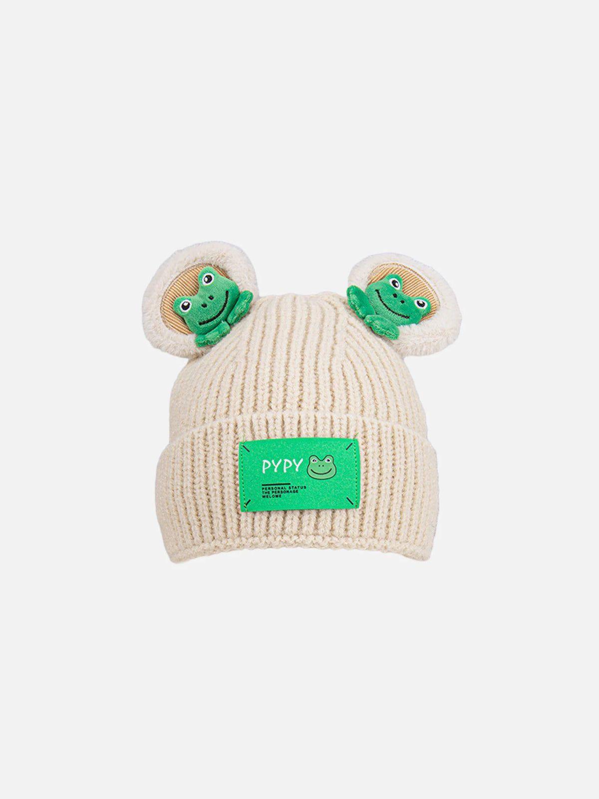 Concert Outfit Cute Cartoon 3D Frog Knitting Hat Concert Outfit Cute Cartoon 3D Frog Knitting Hat