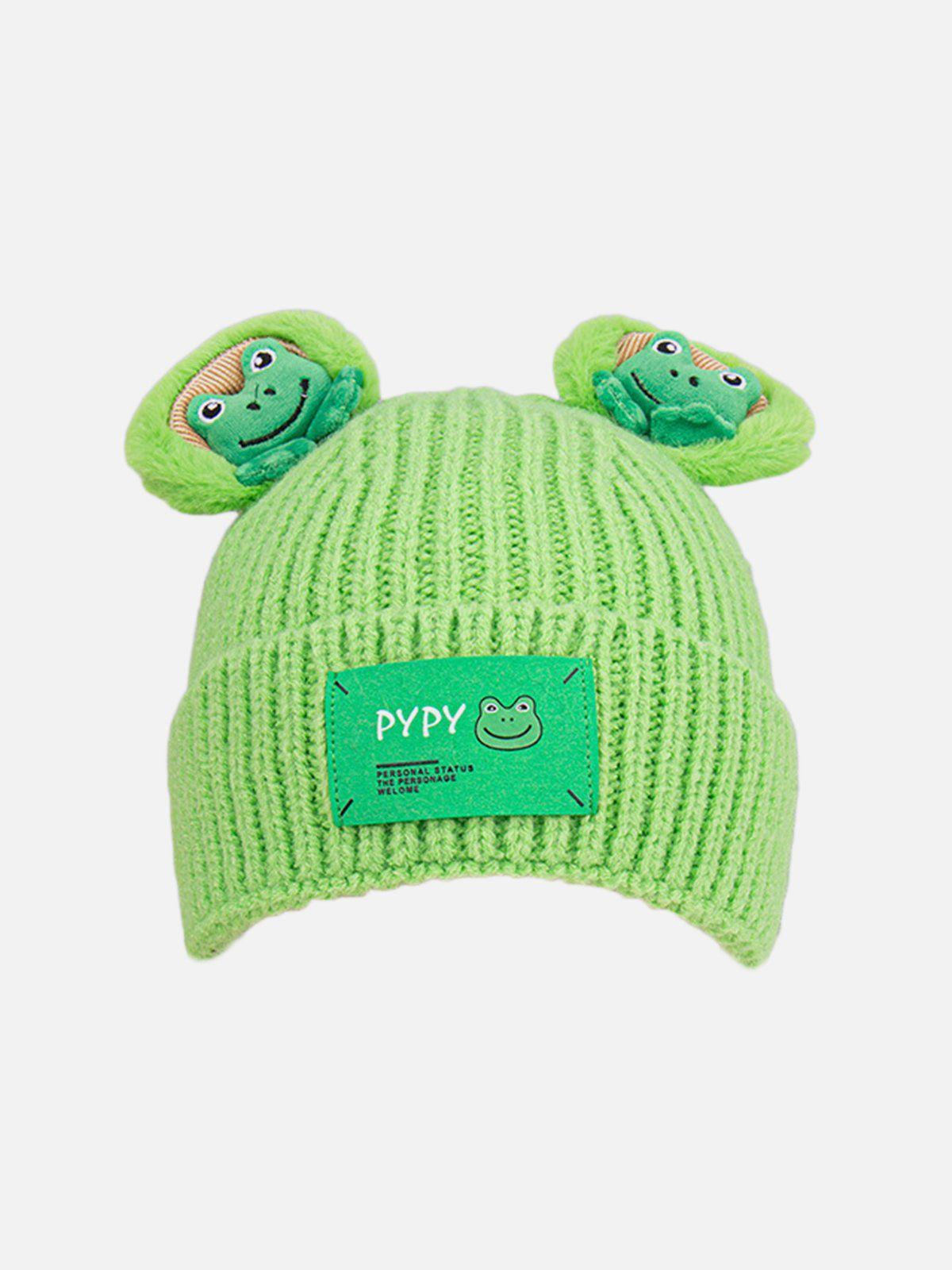 Concert Outfit Cute Cartoon 3D Frog Knitting Hat Concert Outfit Cute Cartoon 3D Frog Knitting Hat