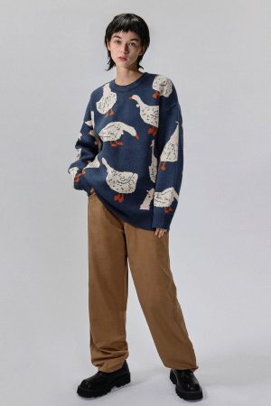 Concert Outfit Cute Duck Knit Sweater