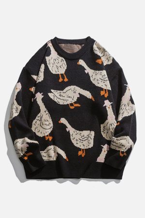 Concert Outfit Cute Duck Knit Sweater