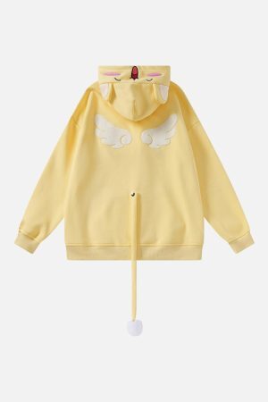 Concert Outfit Cute Tail Design Zip-Up Hoodie