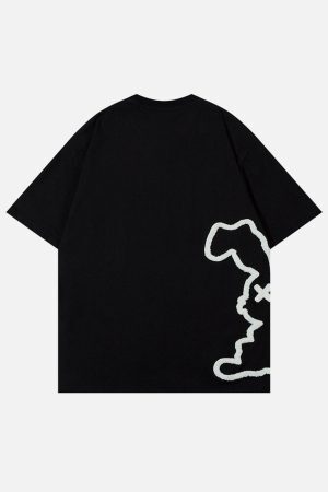 Concert Outfit Cutted Rabbit Embroidery Tee