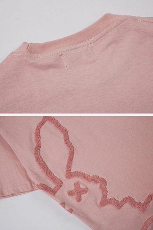 Concert Outfit Cutted Rabbit Embroidery Tee