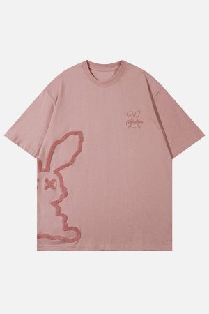 Concert Outfit Cutted Rabbit Embroidery Tee