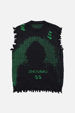 Concert Outfit Cyberpunk Dot Matrix Sweater Vest