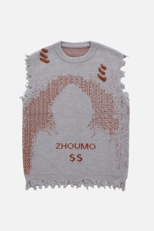 Concert Outfit Cyberpunk Dot Matrix Sweater Vest