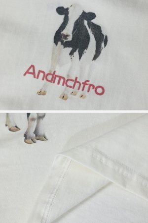 Concert Outfit Dairy Cow Print Cotton Tee