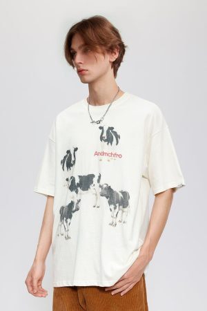 Concert Outfit Dairy Cow Print Cotton Tee