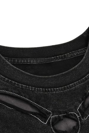 Concert Outfit Dark Bones Washed Short-Sleeved T-Shirt