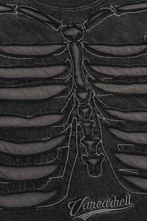 Concert Outfit Dark Bones Washed Short-Sleeved T-Shirt