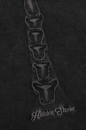 Concert Outfit Dark Bones Washed Short-Sleeved T-Shirt