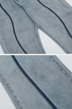 Concert Outfit Dark Color Curve Patchwork Jeans