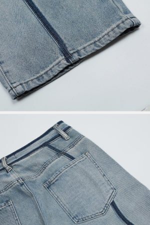 Concert Outfit Dark Color Curve Patchwork Jeans