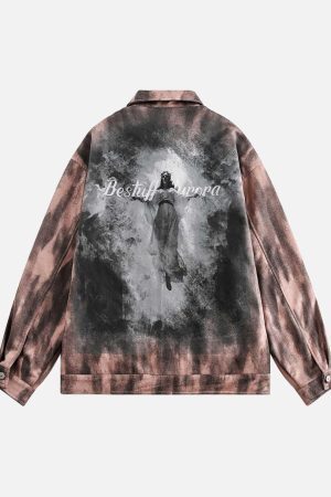 Concert Outfit Dark Graffiti Suede Utility Jacket