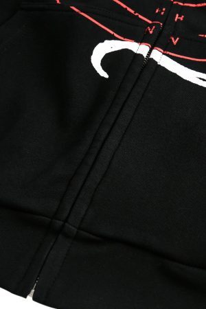 Concert Outfit Dark Horse Print Cardigan Zip Up Hoodie