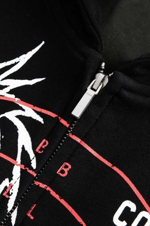 Concert Outfit Dark Horse Print Cardigan Zip Up Hoodie