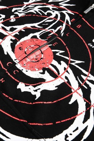 Concert Outfit Dark Horse Print Cardigan Zip Up Hoodie