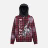 Concert Outfit Dark Plaid Hooded Quilted Jacket