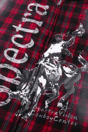 Concert Outfit Dark Plaid Hooded Quilted Jacket