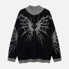 Concert Outfit Dark Spider Web Zipper Stand Collar Cardigan