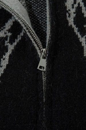 Concert Outfit Dark Spider Web Zipper Stand Collar Cardigan