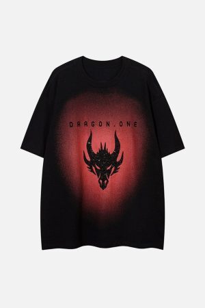 Concert Outfit Dark Style Dragon Print Tee