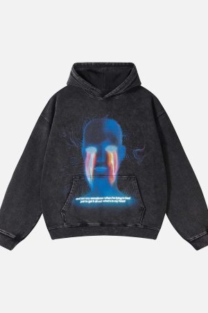 Concert Outfit Dark Style Hooded Loose Sweatshirt