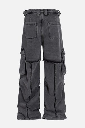 Concert Outfit Deconstruct Fringe Big Pocket Jeans
