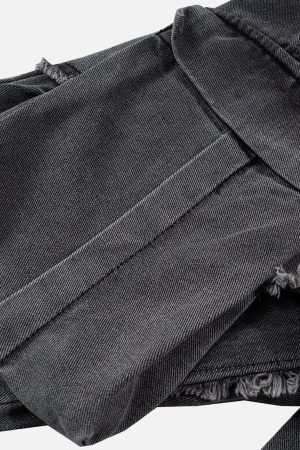Concert Outfit Deconstruct Fringe Big Pocket Jeans