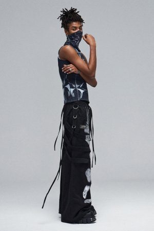 Concert Outfit Deconstructed Brushed Silver Ribbon Drawstring Pant