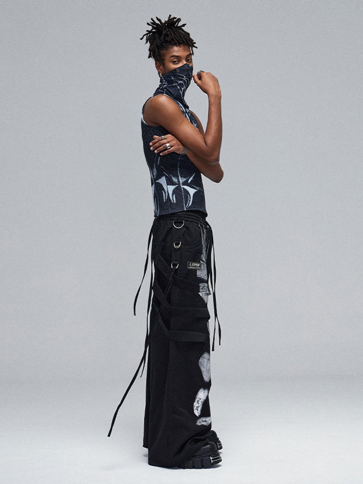 Concert Outfit Deconstructed Brushed Silver Ribbon Drawstring Pant Concert Outfit Deconstructed Brushed Silver Ribbon Drawstring Pant