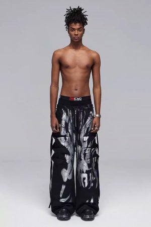 Concert Outfit Deconstructed Brushed Silver Ribbon Drawstring Pant