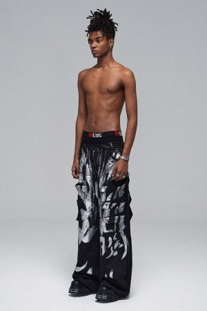 Concert Outfit Deconstructed Brushed Silver Ribbon Drawstring Pant