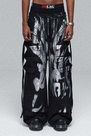 Concert Outfit Deconstructed Brushed Silver Ribbon Drawstring Pant
