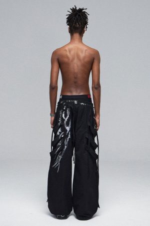 Concert Outfit Deconstructed Brushed Silver Ribbon Drawstring Pant
