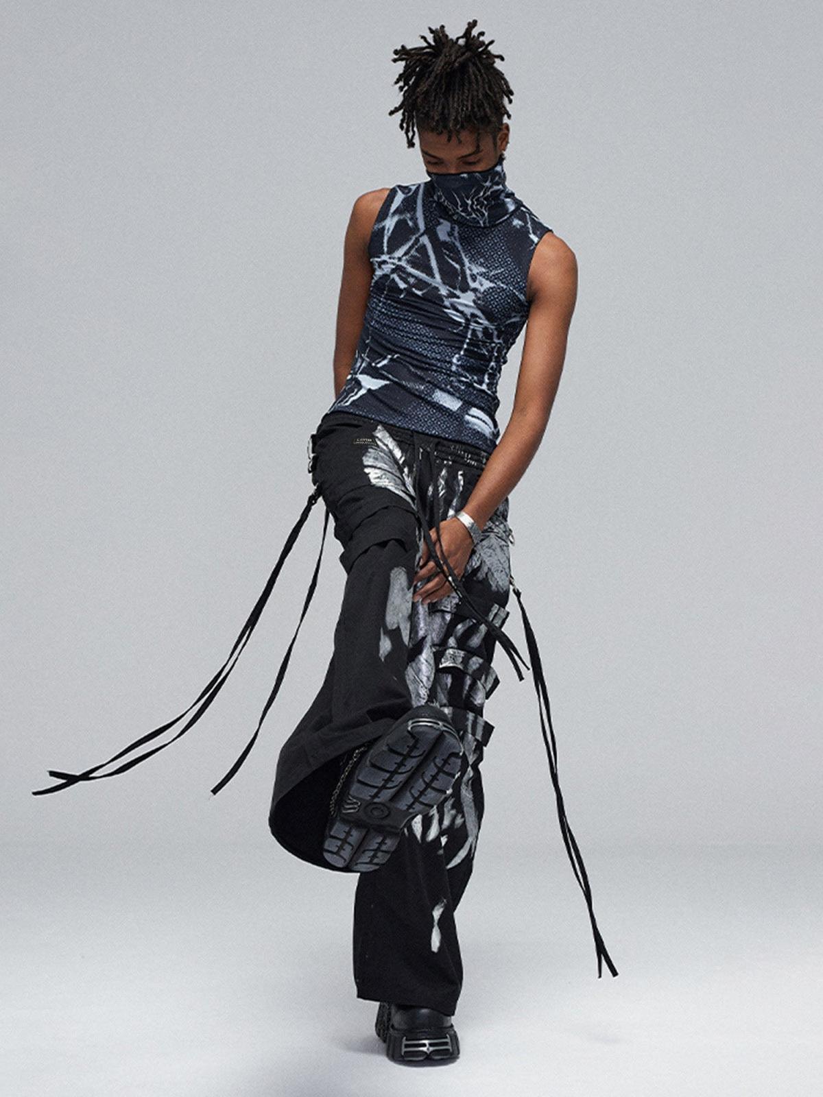 Concert Outfit Deconstructed Brushed Silver Ribbon Drawstring Pant Concert Outfit Deconstructed Brushed Silver Ribbon Drawstring Pant