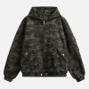 Concert Outfit Deconstructed Camouflage Workwear Cardigan Hooded Jacket