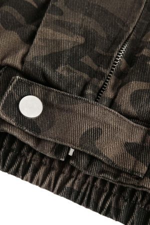 Concert Outfit Deconstructed Camouflage Workwear Cardigan Hooded Jacket